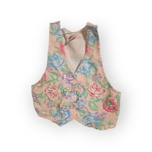 Vintage 80s/90s US-West Kids Vest Size 5 Made in USA Floral Pastel Bow Cottagec